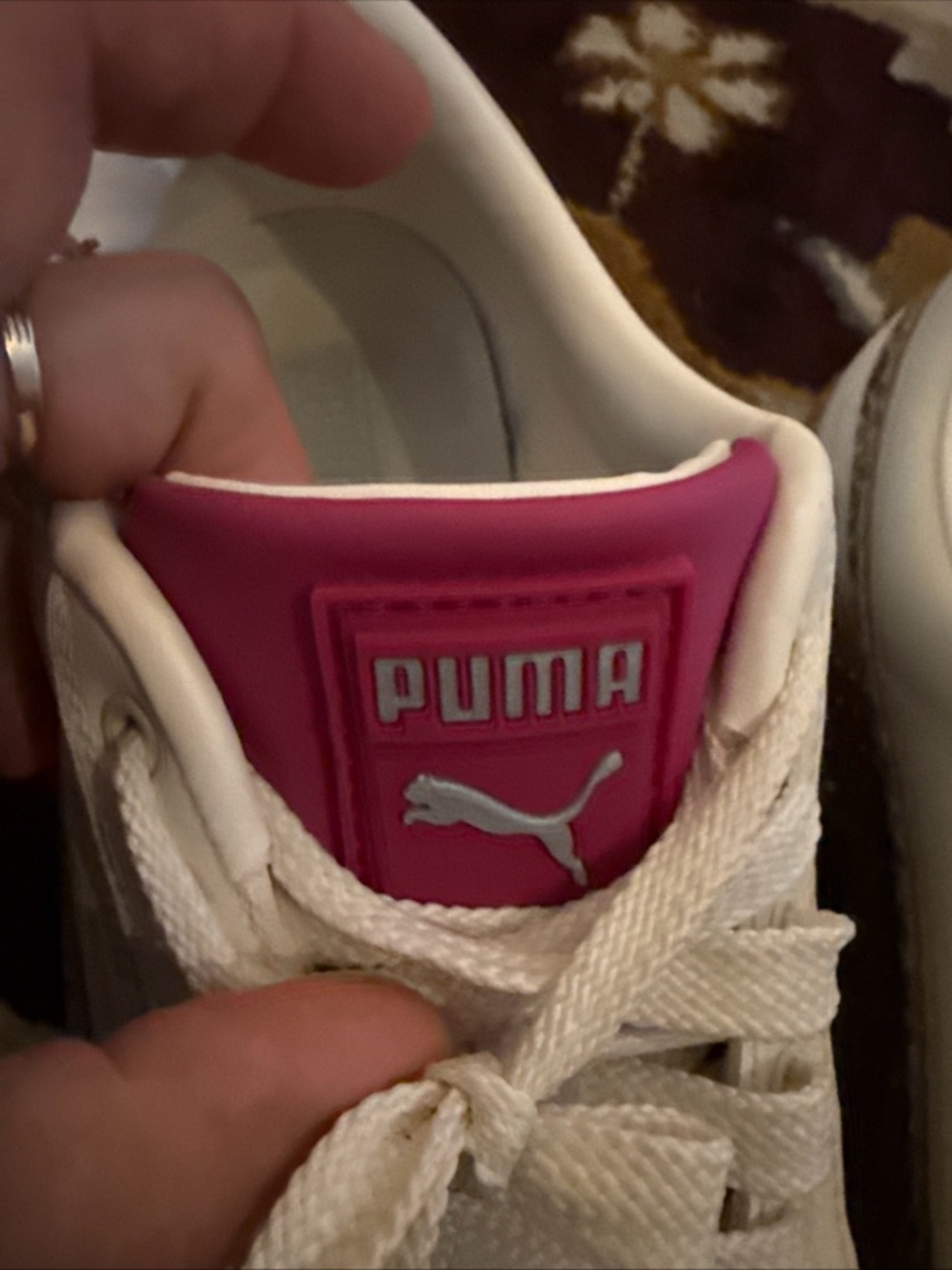 Puma Women’s Cream Leather Platform Sneakers with Leopard Detail - Picture 6 of 14